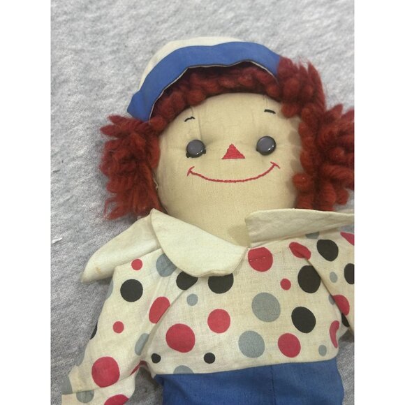 Raggedy Andy Doll Plush Stuffed Cloth Toy For Kids One Arm Handmade Blue/White - Picture 6 of 9